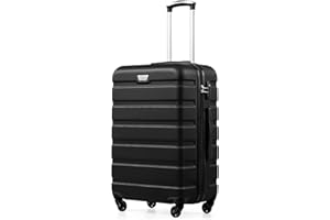 COOLIFE Mittelgroßer Koffer für Urlaubsreise, Kreuzfahrten und Studium im Ausland, 67cm L, PC+ABS, Hartschale, Leicht Robuster, Trolley mit Spinner Räder, YKK Reißverschluss, TSA-Schloss, Schwarz