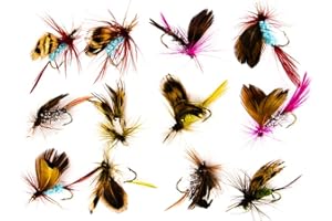 PSDNDEWW 12 señuelos de pesca con mosca, anzuelos para lubina con gancho afilado