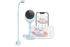 NETVUE Blu Baby Monitor 1080P con Supporto 4 in 1, 5000mAh Senza Fili 5" Baby Monitor Video e Audio, Visione Notturna, VOX, App, Audio Bidirezionale, Rilevamento Pianto e Movimento