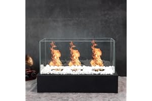 Fiérza Tischkamin XXL - Tischfeuer Komplettset - 46CM - inkl. Dekosteine - Bioethanol Kamin für Indoor & Outdoor - Unendliche Brenndauer & Lagerfeueratmosphäre - Wärmendes Balkonfeuer