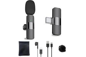 HZBWCO USB-C Kabelloses Lavalier-Mikrofon, Plug-Play Wireless Ansteckmikrofon mit Rauschunterdrückung für Vlogging, Video, Podcast, Interview, TikTok,YouTube-Aufnahme(1 Mics)