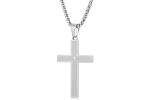 Aretas Kreuz Halskette für Herren Jungen Kinder Cross Necklace Chain Men Boys Kids Kreuz Anhänger Kette mit 20 Zoll Silber Gold Schwarz Schmuck Edelstahl Geschenke