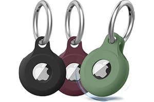 Amzpas 3-Stück Hülle für Apple AirTag Anhänger, AirTag Silikon Schutzhülle mit Schlüsselanhänger Rundum Kratzfest, Schöne Wassertropfenform, Einfache Installation, (Schwarz/Olivgrün/Weinrot)
