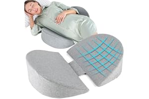 WEIKA Pregnancy Wedge Pillow for Sleeping, Upgraded Memory Foam Maternity Pillow for Pregnant Women, Pregnancy Body Pillow with Cooling Removable, Washable Cover, Support for Belly,Back, Legs (Grey)