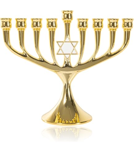 Bougeoir XL Doré Jérusalem Décoratif Judaica 7 Branches
