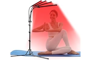 TRAYVESPACE Red Light Therapy, 660NM & 850NM Lampara Infrarrojos con Soporte y Temporizador, 180LEDs Lampara Infrarrojos Fisioterapia de 4 Cabezales, Luz Infrarroja Terapia para la Piel, Alivio del Dolor