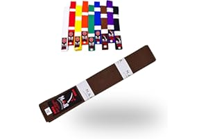 MAR INTERNATIONAL MAR |Martial Arts Coloured Plain Belts Karate, Judo, Taekwondo, Jiu Jitsu, Colour Ranking Grading Belts Solid Plain Poly Cotton with 9 Rows of Stitching Durable Belts in Various Sizes (220cm 320cm