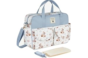 SONARIN Grande Capacità Multifunzionale Borsa Fasciatoio per Neonato,Borsa per il Cambio Borsa a Tracolla Borsa per Pannolini da Viaggio Impermeabile con Spalline & Fasciatoio