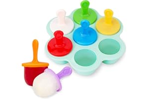 AIXMEET Eisformen Silikon, 7 Mulden Eisformen für Kinder, Formen für Gefrorenen Joghurt Oder Babyfruchtgetränke, BPA frei, Popsicle Formen mit 8 Eisstiele Wiederverwendbar.