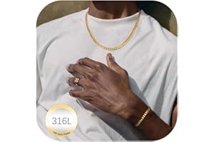 LOLIAS Chaîne Collier Gourmette Homme en Acier Inoxydable Chaîne Mail Gourmette de 5mm/9mm, Longeur de 46/51/55cm Argent Collier et Bracelet pour Homme