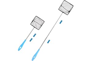 ANNCHILIO Teleskop Kescher Aquarium Netz, Kescher Klein aus Rostfreiem Stahl, zum Fangen von Kleinen Fischen und Garnelen und zur Reinigung des Aquariums, Upgrade Version - 10cm, Teleskop 31-61cm