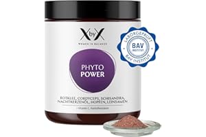 ‎XBYX XbyX Phyto Power 90 g | 45 Portionen | Hormonelle Unterstützung ab der Menopause | Hormonfrei | Ohne Soja | Mit Rotklee, Cordyceps, Schisandra, Nachtkerzenöl, Hopfen & Leinsamen | Aus Deutschland
