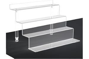 WINKINE Acrylic Riser Display 4-Tier Stand Shelf for Amiibo Funko POP Figures Clear Tabletop Spice Rack Dessert Stand Desktop Acrylic Display Riser for Decoration & Organizer (1 piece small)
