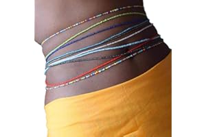 Zookey Boho perles chaîne de taille africaine colorée perles ventre chaînes élastique couches corps chaîne bijoux pour femmes et filles