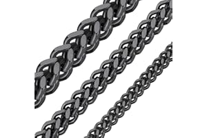 ChainsHouse Hip Hop Collar Cubano para Hombres Mujeres, 3/4.5/6mm Ancho 40cm - 76cm Largo [Platino/Dorado/Negro], Acero Inoxidable