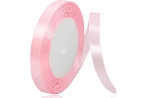 XMASOLDECOR Ruban de Satin Rose Clair 10mm x 22m, Ruban Satinée pour Emballage Cadeau, Couture, Artisanat, Ballon, Bouquet de Mariée, Décoration de Mariage