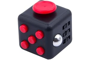 AIBULO Cool Fidget Cube Vinyl Desk Toy Children Desk Toy Adults Stress Relief Cubes (Red/Black)