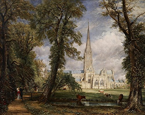 Berkin Arts John Constable Giclee Imprimir en Lienzo-Pinturas Famosas Arte Fino Póster-Reproducción Decoración de Pared(Catedral de Salisbury Desde el jardín del Obispo) Tamaño Grande 99.1 x 78.1cm