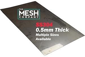 THE MESH COMPANY 0.5mm 304 Stainless Steel Sheet Metal Plate Panel Sheet (0.5mm Thick 420mm x 297mm - 1 Pack)
