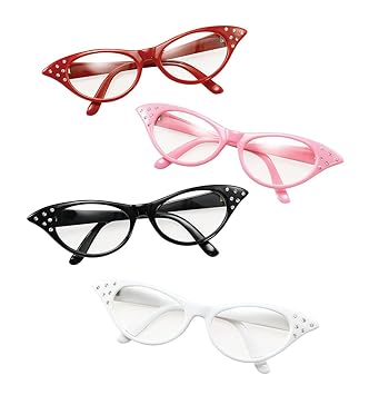 New Pink Ladies 50s 60s Style Rock N Roll Dame Edna Specs Fancy ...