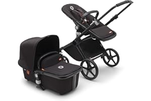 Bugaboo Fox Cub Kinderwagen für jedes Gelände, leichter und stabiler Kinderwagen, strapazierfähiges Design und extragroßes Sonnendach, einteilig und selbststehend faltbar, Schwarz