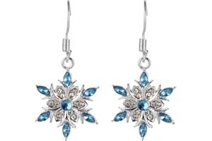 GÉNÉRIQUE Femme élégant bleu flocon de neige boucles d'oreilles goutte femmes mode bijoux brillant Zircon cristal déclaration boucles d'oreilles