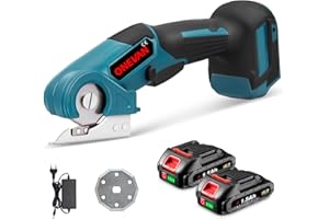 ONEVAN Akku-Universalschere 18V Elektrisch - Akkuschere mit Selbstschärfender Klinge, 6mm Schnitttiefe, Kartonschneider für Stoff/Teppich/Karton, 300 U/min Kabellose Schere mit 2 Akku