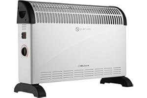 Belaco 2000W white Electric Portable Convector Heater 3 adjustable heat settings fast heating space heater including wall bracket wall Manual Thermostat Black BS plug
