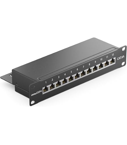 FGB CAT 7 patchpaneel verdelerveld 24 poorten - 19 inch rackinbouw servermontage RJ45 afgeschermd - patchpaneel afgeschermd netwerkpatchpaneel voor Gigabit netwerkswitch