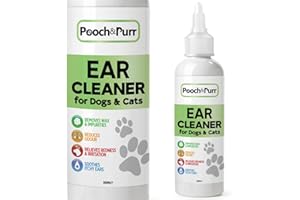 Pooch & Purr Dog Ear Cleaner, 300ml, Dog & Cat Ear Cleaner Treatment for Stinky Ears. Ear Cleaner Softens & Removes Wax, Odour, Redness, Irritation & Sooths Ears. Ear Drops For Dogs Ear Drops For Cats