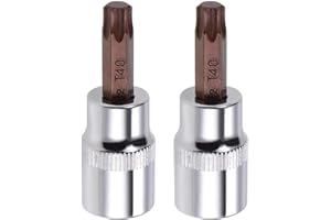 Juttzzei 2PCS T40 Torx Bit Socket - 3/8" Drive, 48mm Length - Premium S2 Alloy Steel for Ratchet Wrench, Slide Bar, Extension Rod