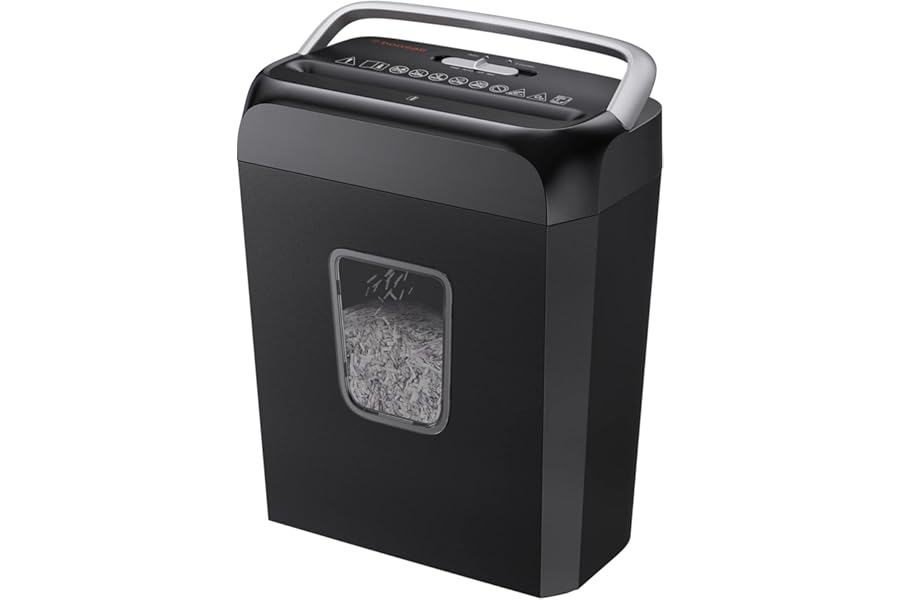 Bonsaii 6 Sheet Cross Cut Paper Shredder, Compact Shredder for Home & Small Office Use, Shreds Credit Cards, Staples, and Clips, Portable Handle Design, 13L Bin (C237-B Upgrade Version)