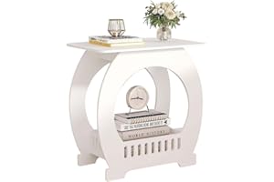 FENGSHENG-SHOP White Bedside Table, Small End Table with Storage Shelf Basket, Side Table Small Spaces, Slim Coffee Tables, White Nightstand, Sofa Table for Living Room, Bedroom, Bathroom, Balcony 36 x 24 x 40cm