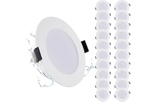 Grebeam 20 pezzi Faretti LED da Incasso per Cartongesso 5W, 450LM Faretti LED da Soffitto, IP44, Bianco Freddo 6000K, Foro Ø75-90mm, Faretti da Incasso 230V per Bagno, Cucina