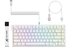 ATTACK SHARK R82 HE Clavier Gaming Filaire 75 %, Switch Magnétique, Polling Rate 8000 Hz, Précision Ultra de 0,005 mm RT, RVB, 5 Couches d’Absorption Sonore, avec Câble LED C01ULTRA(Contour Blanc)