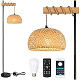 Rayofly Lámpara de Pie Vintage Regulable con Mando a Distancia y Bombilla LED, App Control, Lámpara de Pie Boho con Pantalla 
