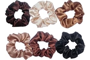 Jxuane Hair Scrunchies, 6 Pack Colorful Scrunchies for Women - Soft Elastic Hair Bands, Ponytail Holders