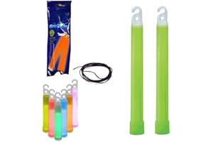 NAVOYS Glow Sticks - Assorted Brightly Coloured Luminous Party Sticks, Available in 6 Colours, Neon UV Accessories, Hanging Chord Included, Glow in the Dark Light Sticks (2 Pack, 6'' Glow Sticks)