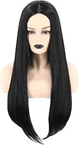 Topcosplay Women S Long Black Straight Wig Cosplay Morticia Addams Wig Halloween Costume Wigs Black Amazon Co Uk Beauty