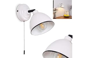 HOFSTEIN Lampa ścienna Catharine, nowoczesna lampa ścienna z metalu w kolorze białym/czarnym, 1 x E14, z regulowanym reflektorem, z przełącznikiem pociągowym do włączania i wyłączania, bez żarówek