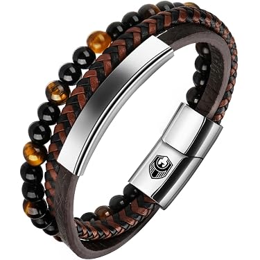 Bracciale da uomo 2 pezzi sfera nero fashion moda regalo braccialetto