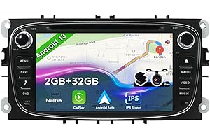 BXLIYER JOYX Android 13 Autoradio pour Ford Focus/Mondeo/S-Max/C-Max/Galaxy -Wireless Carplay Android Auto - Caméra + Canbus + MIC - 2G+32G - 2 DIN 7 Pouces - Volant Bluetooth5.0 Dual Band WLAN Dab 4G DSP