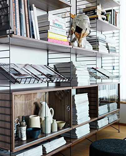 String Vitrinenschrank mit Glasschiebetüren, Walnuss natur - 3