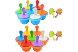 LCOUACEO Moule à Glace en Silicone, 2 Ensembles Popsicle Moules DIY Réutilisable, 14 Moules à Glaçons, en 16 Tige en Plastique Colorés, pour la préparation de Popsicles, Crèmes Glacées, Sorbets