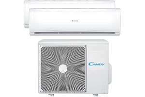 Candy, Condizionatore Smart Linea Pura, Climatizzatore Dualsplit con 1 Unità Esterna e 2 Interne 9000-12000 Btu, con Pompa di Calore per Aria Calda, con Self-Clean e Controllo da Remoto