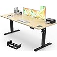 Devoko Electric Standing Desk 180x80cm with USB Charging Height Adjustable Desk with Desktop 3 Memory Smart Pannel(Black frame+Beige desktop)