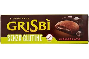 Grisbì Senza Glutine al Cioccolato - Biscotti di Croccante Pasta Frolla al Cacao, Ripieni di Morbida Crema al Cioccolato, Ideali per Colazione, Snack o Merenda, Confezione da 9 Biscotti, 150 gr