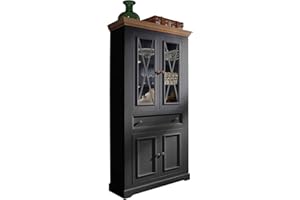 ‎WOODROOM Woodroom Oslo Vitrine Vitrinenschrank Standvitrine Wohnzimmerschrank, Holz, Grau, BxHxT 109x214x42 cm