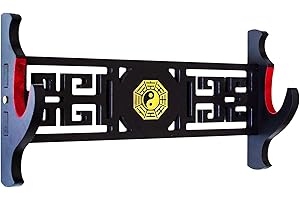 FOXSMZZ Schwerthalter Katana Wandhalterung Samurai Schwert Rahmen Display Frame Red Samt China 1-Schicht Bagua Stil (1-Schicht)