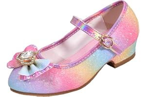 BOTCAM Scarpe per bambini con sandali lucidi principessa scarpe arco tacchi alti mostrano scarpe da principessa sandali bambini 24